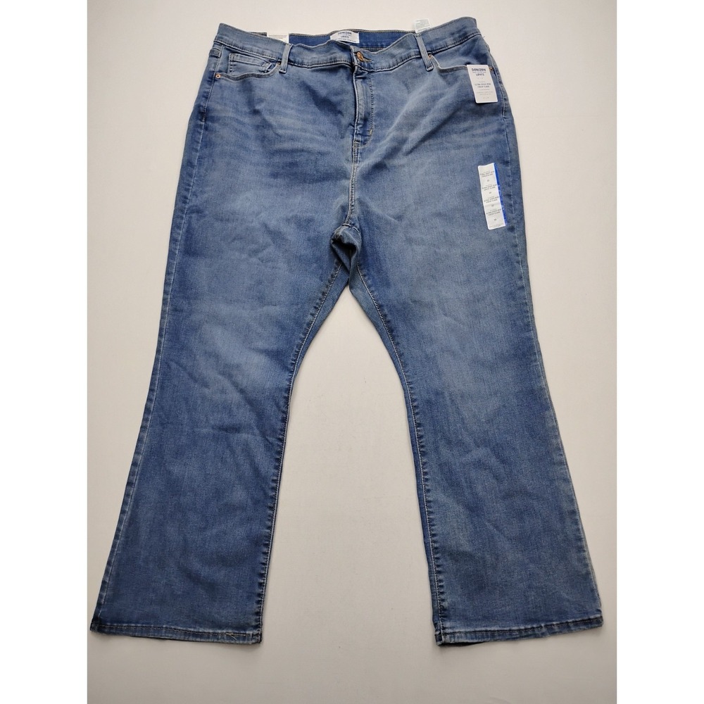 Denizen Levi's Ultra High-Rise Crop Flare Jeans Womens 22 Blue Denim Retro